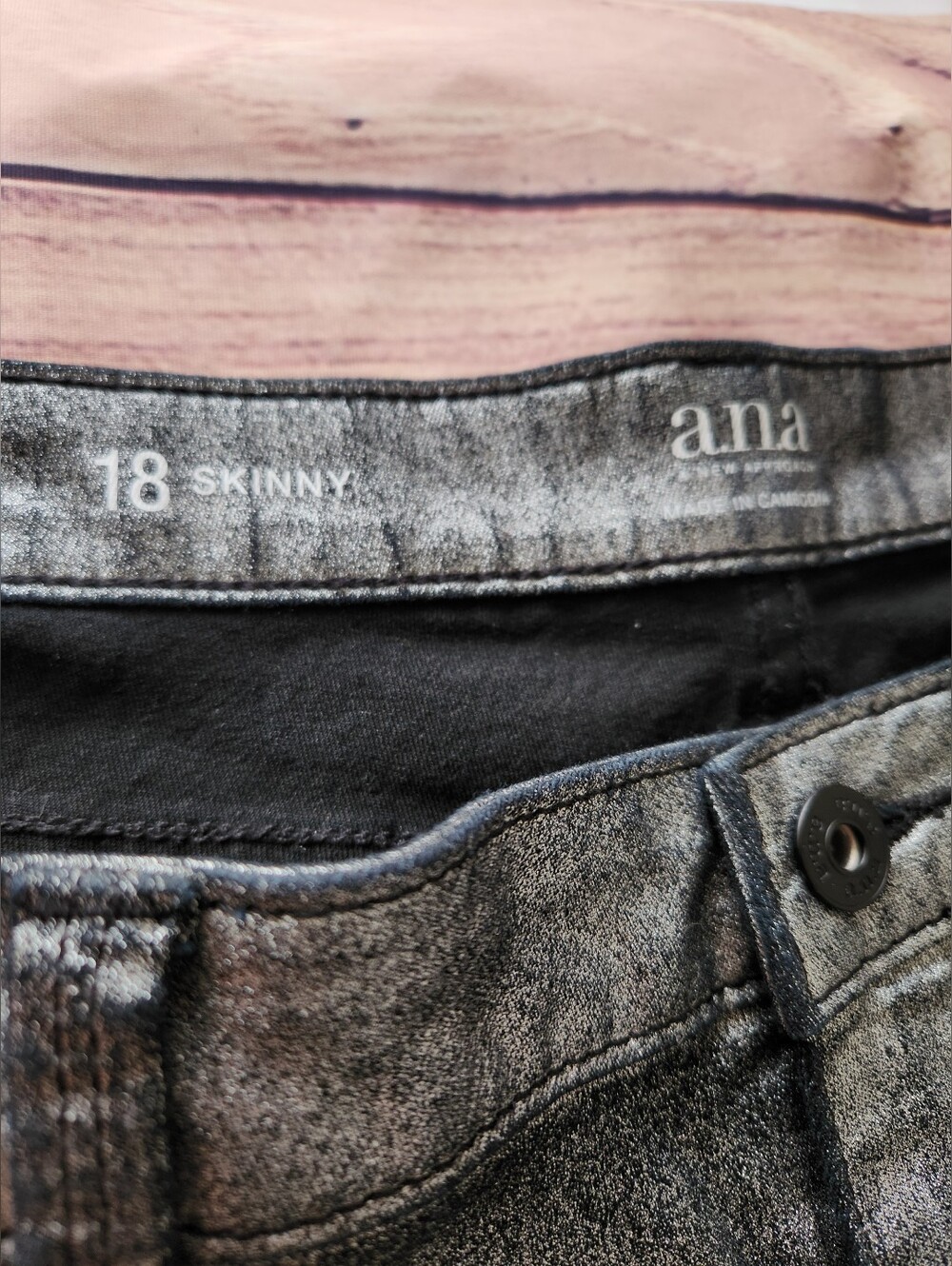 Metallic Silver Plus Sized Skinny Jeans Size 18 By a.n.a. Ana - Picture 3 of 7